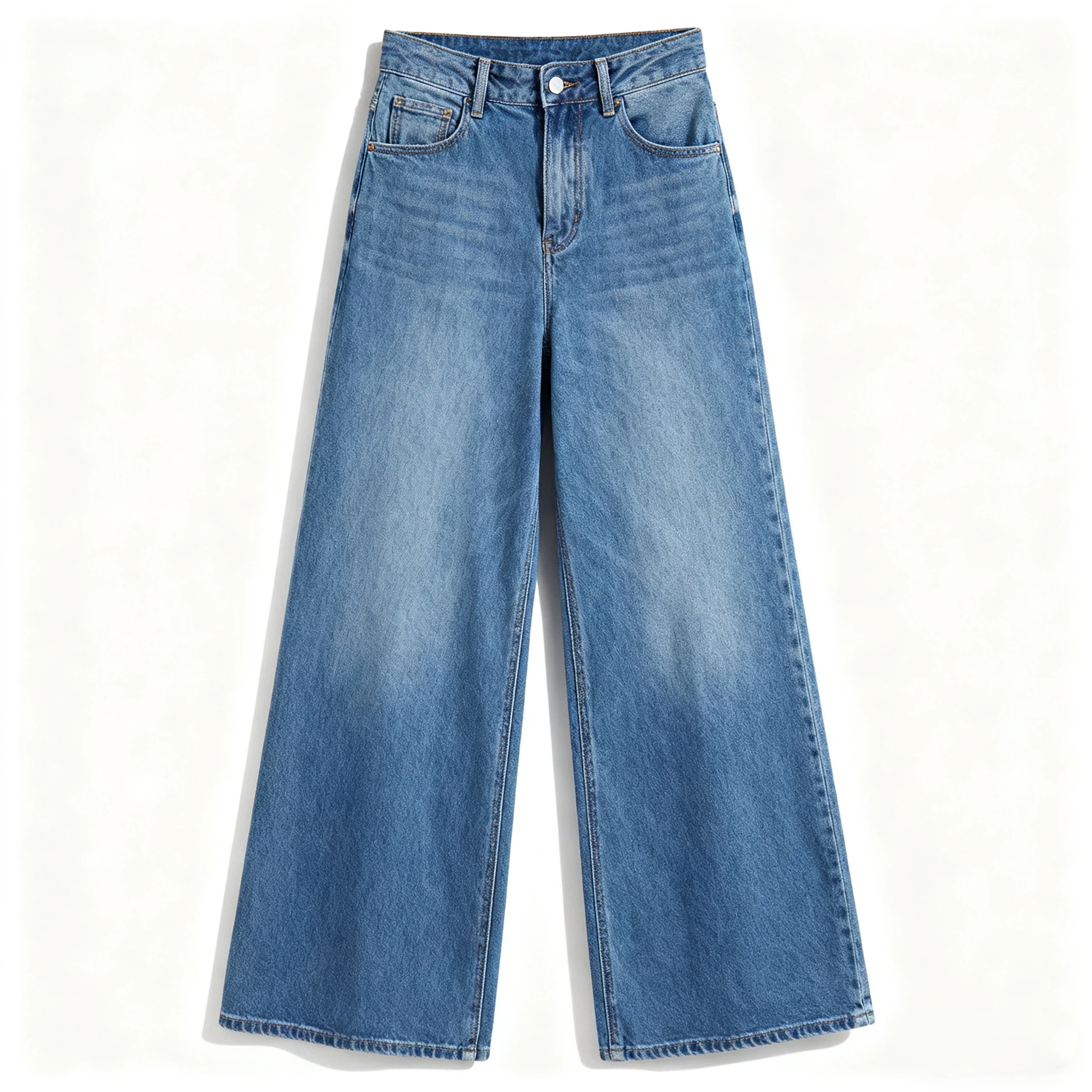 Women's High-Waisted Denim Wide-Leg Pants